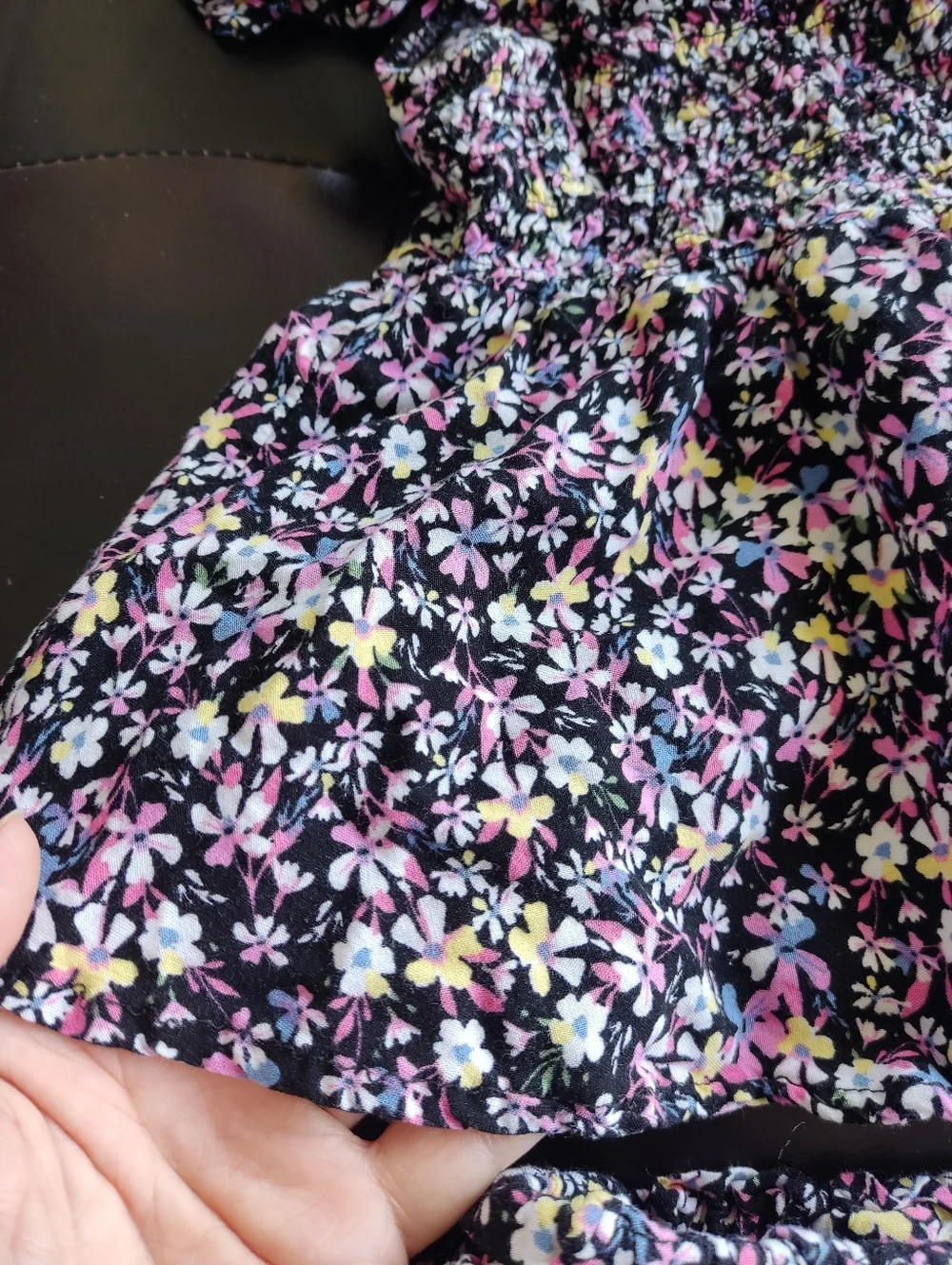 Btween Girls Floral Two-Piece Tank Top & Shorts Set - Black/Pink Size 4T - Picture 5 of 7